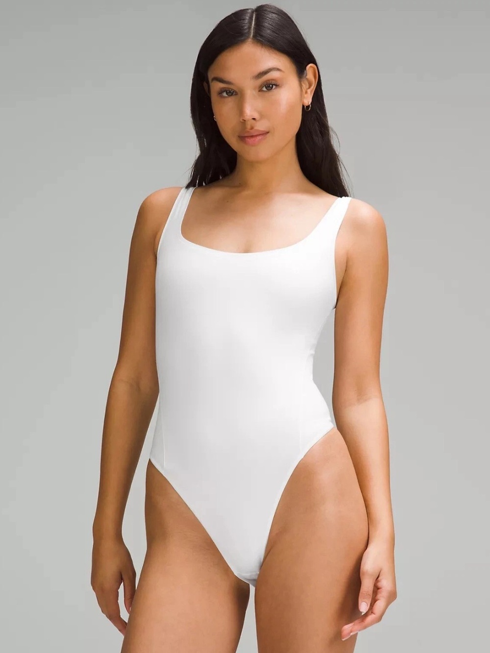 Lululemon Wundermost Ultra-Soft Nulu Square-Neck Sleeveless White Bodysuit NWT